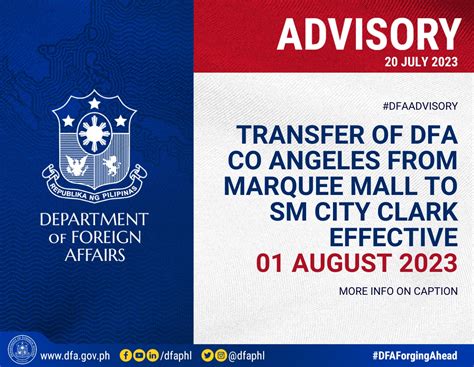 Transfer of the DFA Consular Office Angeles from Marquee Mall .
